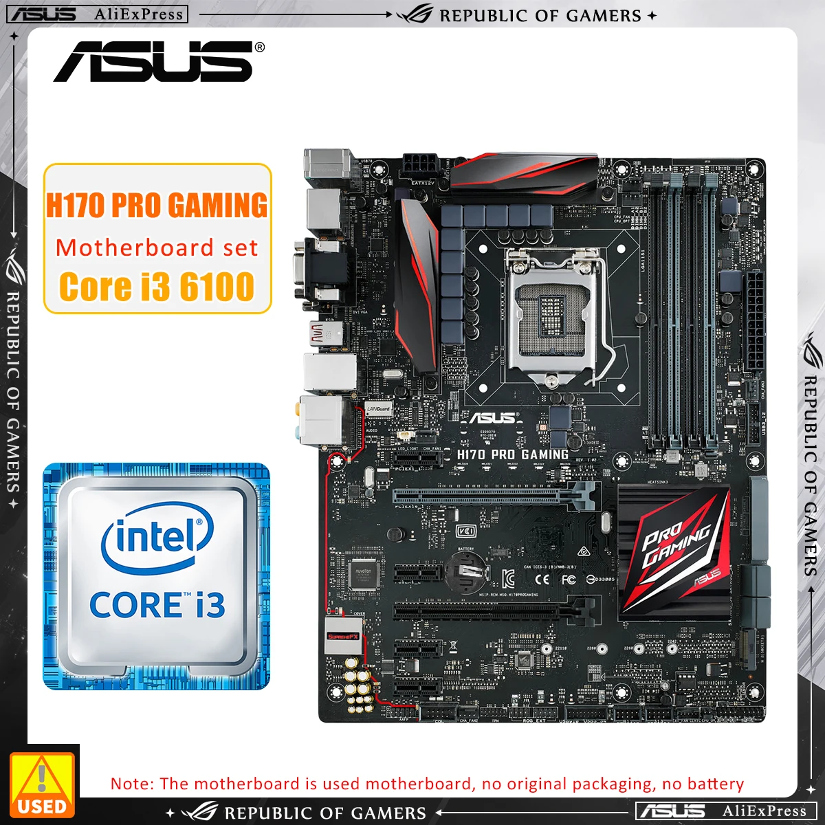 Комплект материнской платы ASUS H170 PRO GAMING + I3 1151, 4 × DDR4, 64 ГБ, PCI-E, 6100 м, 2 HDMI, USB3.1, ATX 
Комплект материнской платы ASUS H170 PRO GAMING + I3 1151, 4 × DDR4, 64 ГБ, PCI-E, 6100 м, 2 HDMI, USB3.1, ATX