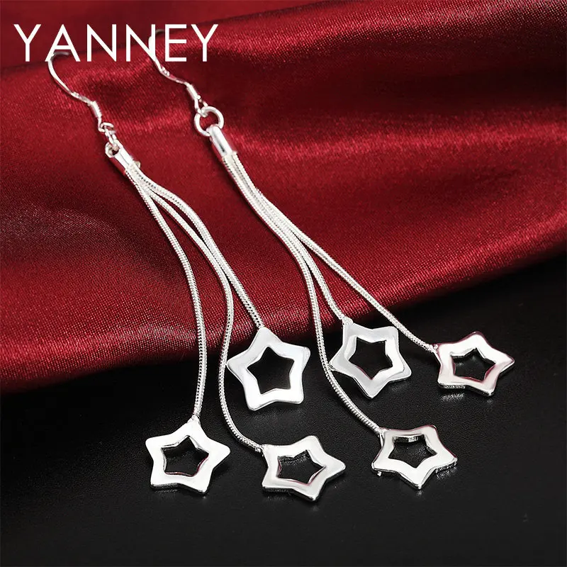 925 Sterling Silver Earrings 85MM Tassel 3 Stars Earrings For Women Fashion Wedding Party Gift Jewelry High Quality Accessories
925 Sterling Silver Earrings 85MM Tassel 3 Stars Earrings For Women Fashion Wedding Party Gift Jewelry High Quality Accessories