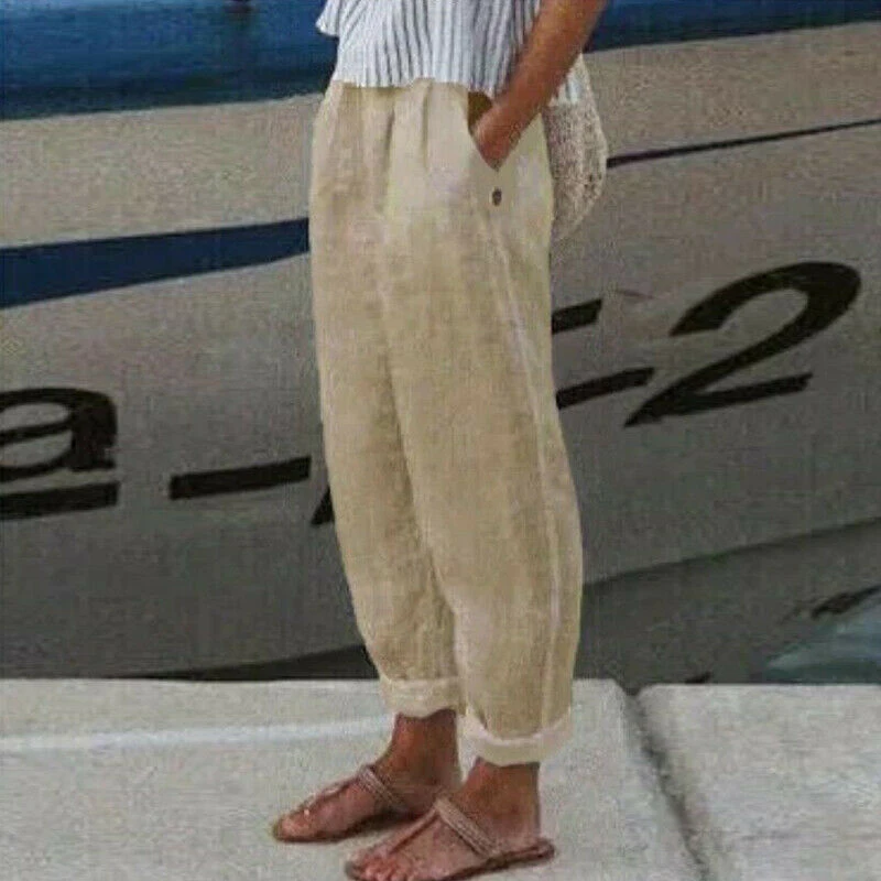 Summer Women Cotton Linen Haren Pants Vintage Casual Wide Leg Pants Elastic Waist Loose Pocket Mom Trousers Soft Breathable
Summer Women Cotton Linen Haren Pants Vintage Casual Wide Leg Pants Elastic Waist Loose Pocket Mom Trousers Soft Breathable