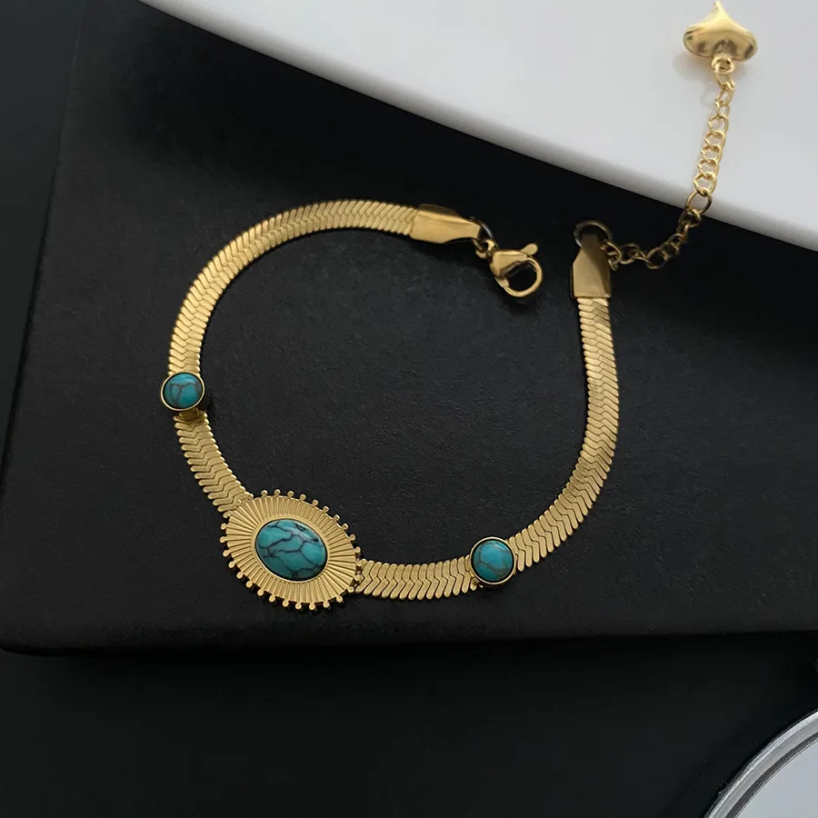 Vintage Stainless Steel Metal Green Stone Bracelet for Women Bohemian Punk Charms Chain Luxury Bangles Unisex Jewelry Not Fade
Vintage Stainless Steel Metal Green Stone Bracelet for Women Bohemian Punk Charms Chain Luxury Bangles Unisex Jewelry Not Fade