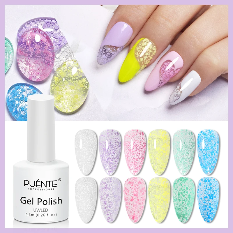 PUENTE Bubble Snowflake Nail Gel Polish 7.5ML Glitter Snow Sequin Gel Soak Off UV Nail Art Gel Manicure Semi Permanent Varnish
PUENTE Bubble Snowflake Nail Gel Polish 7.5ML Glitter Snow Sequin Gel Soak Off UV Nail Art Gel Manicure Semi Permanent Varnish