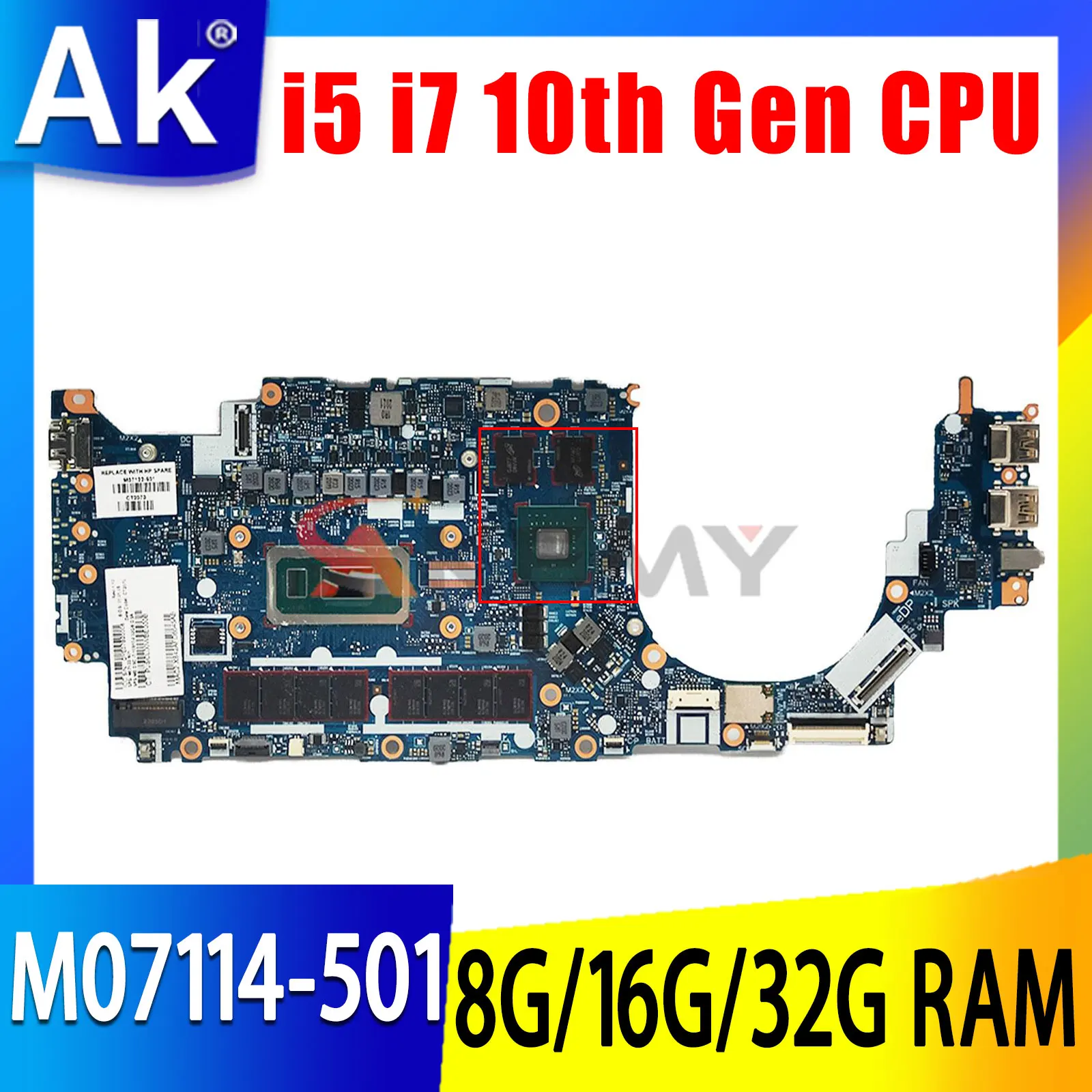 Материнская плата для ноутбука HP zfiотраy14 G7 6050A3144701 с процессором i5 i7 10-го поколения 8 ГБ/16 ГБ/32 ГБ ОЗУ, материнская плата с графическим процесс...