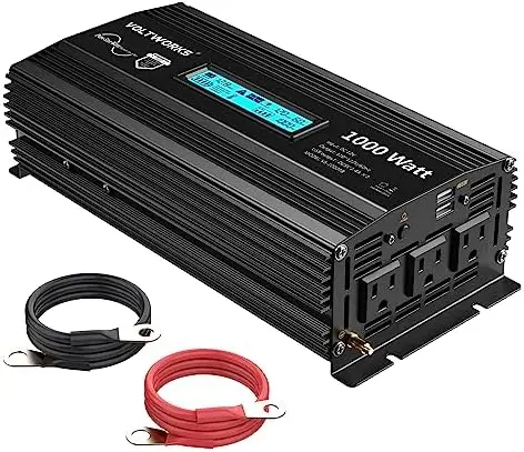 Sine Wave 1000 Watt Power Inverter DC 12v to AC 110V-120V 1000W with LCD Display and 2.4A Dual USB Ports 3 AC Outlets for Home R
Sine Wave 1000 Watt Power Inverter DC 12v to AC 110V-120V 1000W with LCD Display and 2.4A Dual USB Ports 3 AC Outlets for Home R