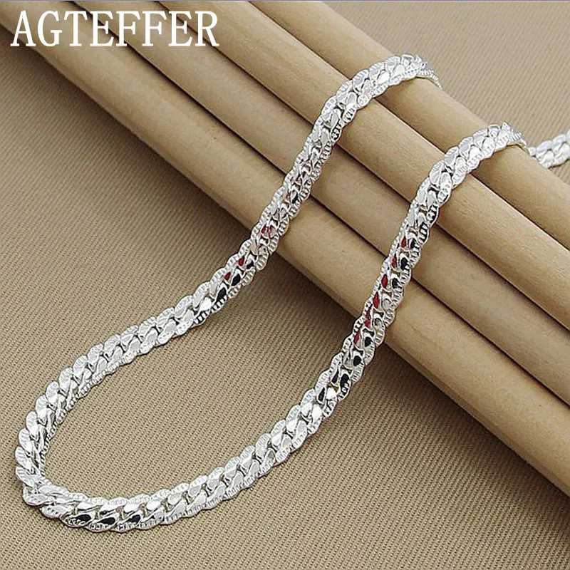 AGTEFFER 925 Sterling Silver 6mm Full Sideways Necklace 18/20/22/24 Inch Chain For Woman Men Fashion Wedding Engagement Jewelry
AGTEFFER 925 Sterling Silver 6mm Full Sideways Necklace 18/20/22/24 Inch Chain For Woman Men Fashion Wedding Engagement Jewelry