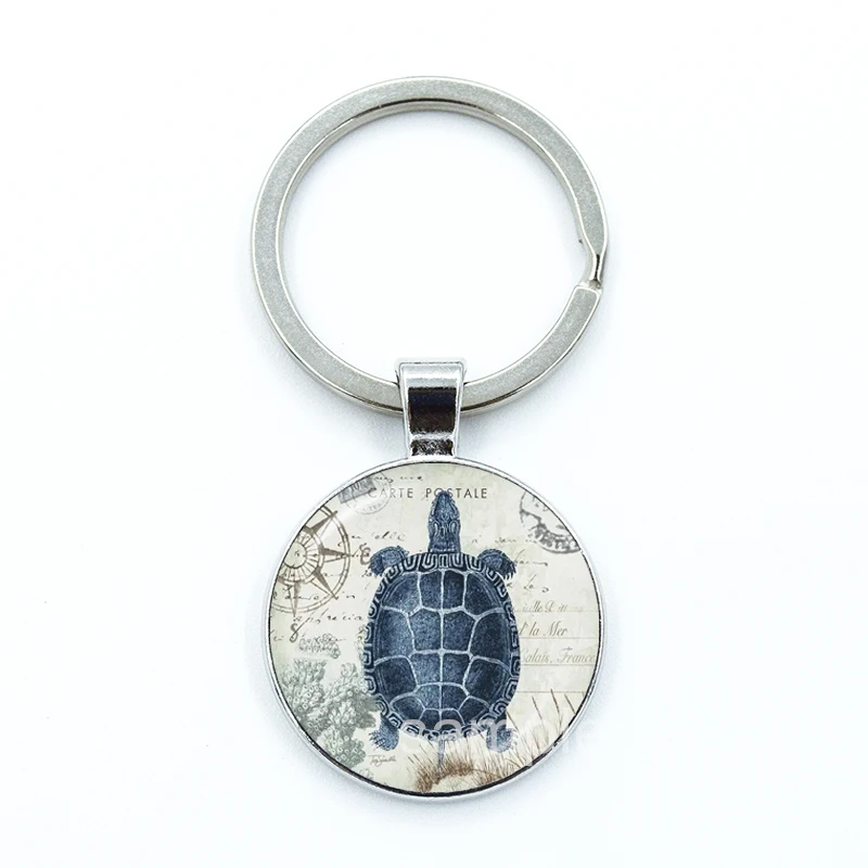 

Classics Sea Marine Life Jewelry Turtle Dolphin Seashells Key Chain Keyring Glass Gem Keychain Crystal Pendant Jewelry
