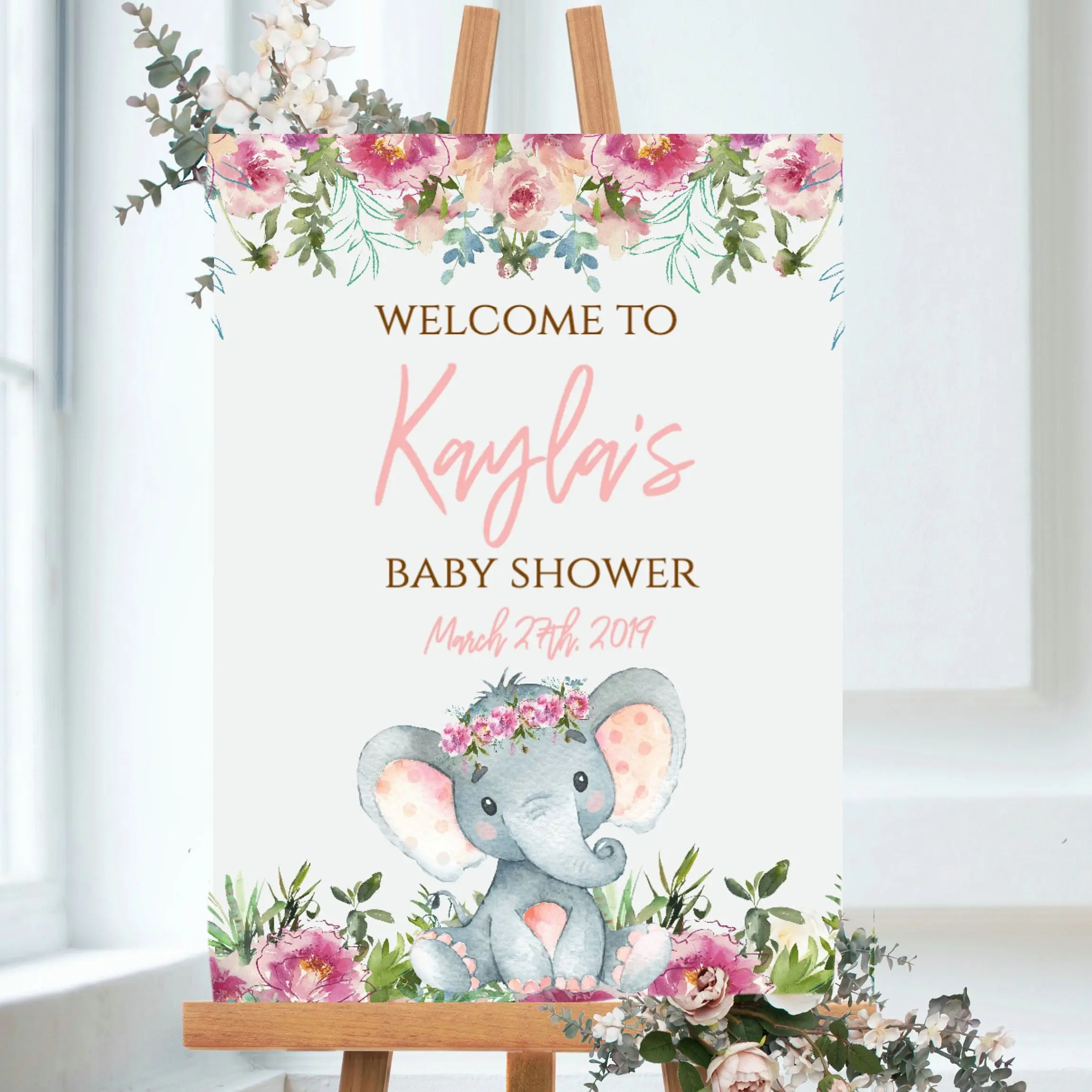 Welcome Baby Shower Sign Pink Floral Elephant Canvas Baby Shower Decoration for Girls Birthday Party
Welcome Baby Shower Sign Pink Floral Elephant Canvas Baby Shower Decoration for Girls Birthday Party