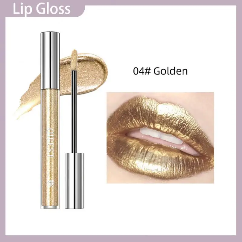 

QIBEST Shimmer Lip Gloss Beauty Diamond Glitter Lip Tint Waterproof Lasting 6 Color Gold Flash Liquid Lipstick Makeup Cosmetic
