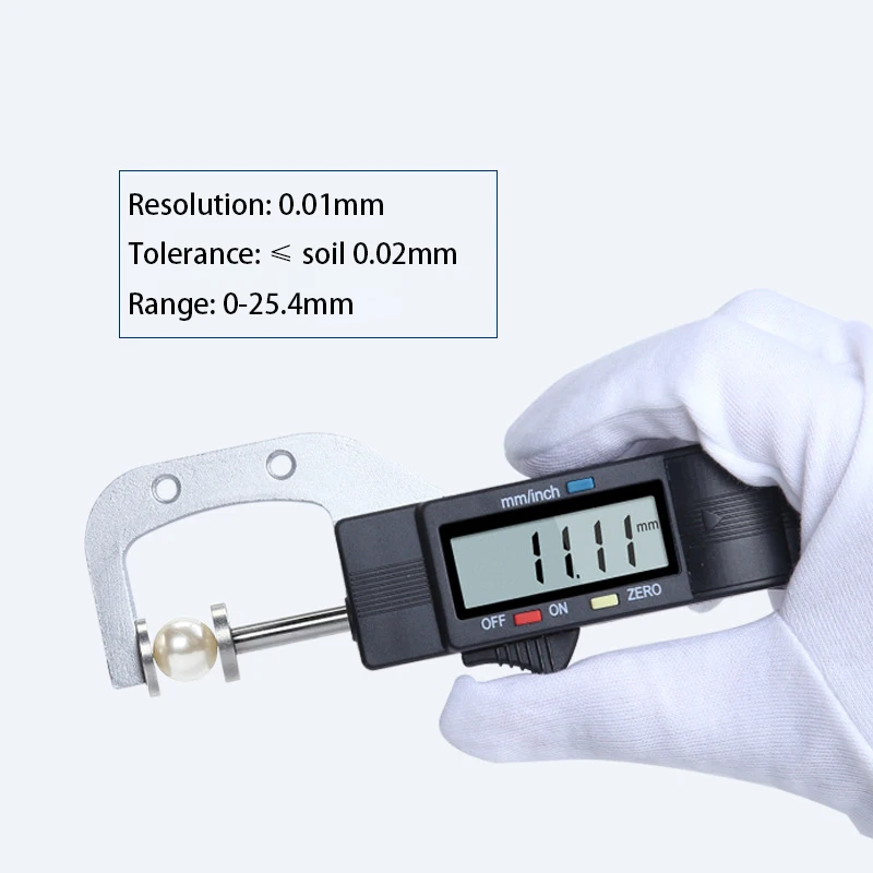 0-25mm Digital Display Horizontal Thickness Gauge 0.01mm Jewelry Pearl Ruler Round Diameter Measuring Thickness Gauge Micrometer
0-25mm Digital Display Horizontal Thickness Gauge 0.01mm Jewelry Pearl Ruler Round Diameter Measuring Thickness Gauge Micrometer