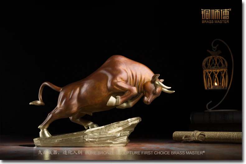 

Good luck Stock equity market bring wealth fortune bull bullish stock HOME Company brass statue High-grade ART Sculpture