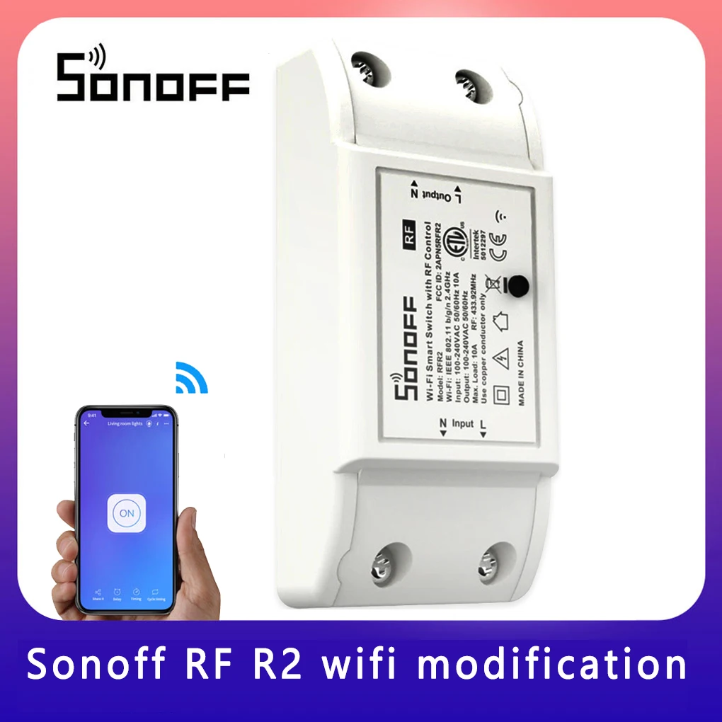 

Sonoff RF R2 Wifi Switch 433MHz RF Remote Controller Smart Home Automation Via Ewelink APP DIY Timing Module AC 90-250V 220V