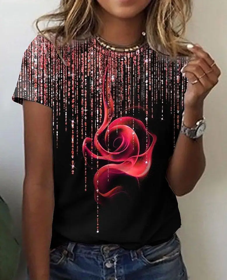 2023 Top Women Hot Selling Round Neck Shirt 3d Rose Print Korean Trend Women's Top Short Sleeve Tee Oversized T Shirt Women 6xl
2023 Top Women Hot Selling Round Neck Shirt 3d Rose Print Korean Trend Women's Top Short Sleeve Tee Oversized T Shirt Women 6xl