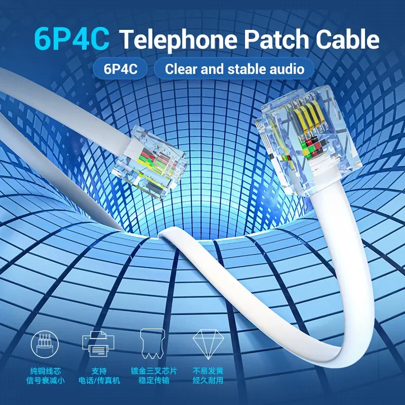 Vention RJ11 Telephone Cable RJ11 Male to Male 6P4C Phone Line Cord for DSL Modem Answernig Machine Caller ID Fax Telephone Cord
Vention RJ11 Telephone Cable RJ11 Male to Male 6P4C Phone Line Cord for DSL Modem Answernig Machine Caller ID Fax Telephone Cord