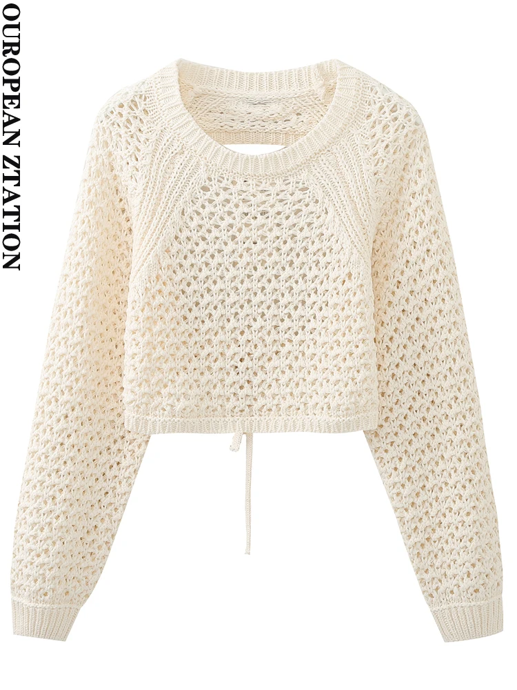 Модный женский вязаный свитер PAILETE с галстуком, винтажный свитер с открытой спиной и круглым вырезом, женские пуловеры с длинным рукавом, шикарные топы, 2023
Модный женский вязаный свитер PAILETE с галстуком, винтажный свитер с открытой спиной и круглым вырезом, женские пуловеры с длинным рукавом, шикарные топы, 2023