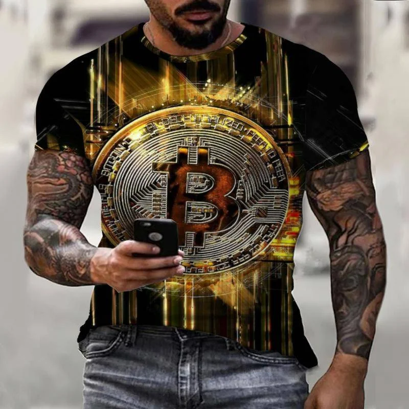New Summer Virtual Coin Bitcoin King B3D Printing Men's T-Shirt Short Sleeve Fashion Street Harajuku Fun Sports Top Large Size
New Summer Virtual Coin Bitcoin King B3D Printing Men's T-Shirt Short Sleeve Fashion Street Harajuku Fun Sports Top Large Size