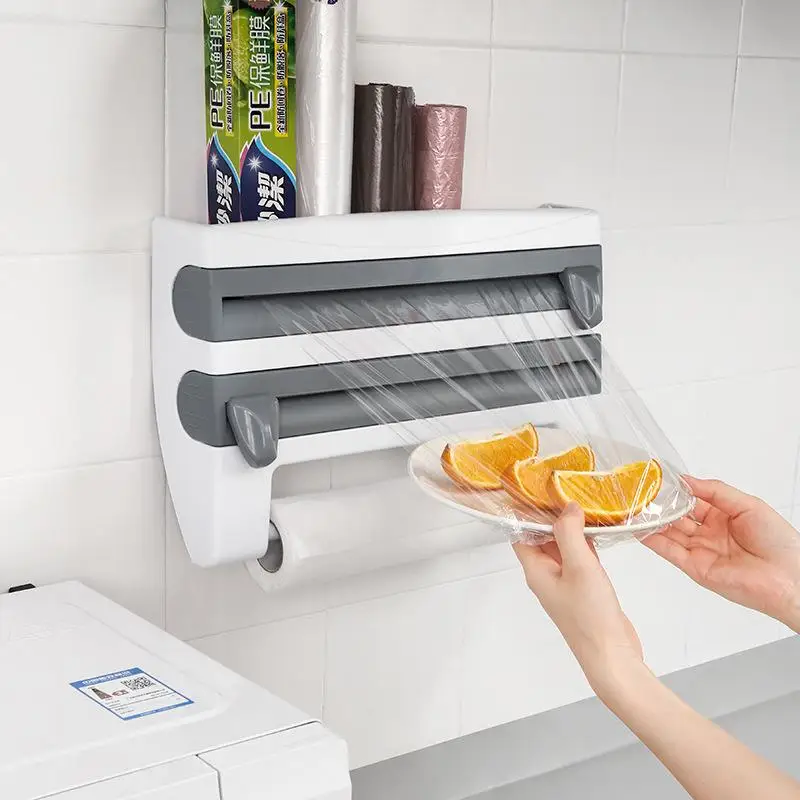 Wall-Mount 4 In 1 Paper Towel Holder Sauce Bottle Storage Rack ABS Film Cutter Mutifunction Kitchen Tin Foil Rack Organizer
Wall-Mount 4 In 1 Paper Towel Holder Sauce Bottle Storage Rack ABS Film Cutter Mutifunction Kitchen Tin Foil Rack Organizer