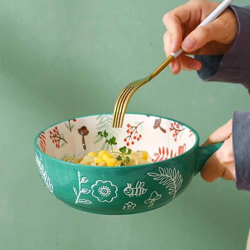 Noodle Bowl Single Handle Ceramic Bowl Forest Animal Design Large Bowl Creative Restaurant Household Flower Bowl Home Decoration
Noodle Bowl Single Handle Ceramic Bowl Forest Animal Design Large Bowl Creative Restaurant Household Flower Bowl Home Decoration