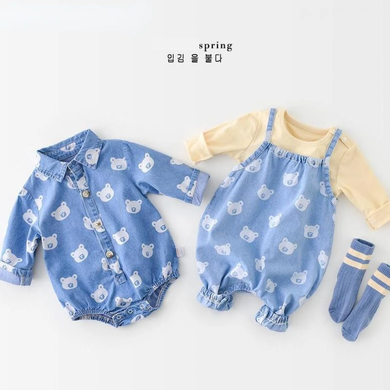Spring Kids Turn Down Collar Cowboy Shirt Collar Cute Bear Design Rompers 0-2Y Baby Girls Boys Newborn Bodysuits Casual Clothes
Spring Kids Turn Down Collar Cowboy Shirt Collar Cute Bear Design Rompers 0-2Y Baby Girls Boys Newborn Bodysuits Casual Clothes