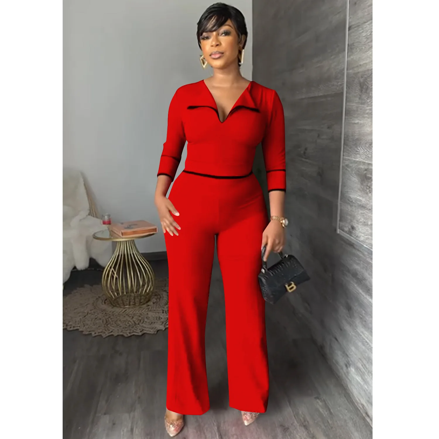 Women's Jumpsuit 2022 Autumn New Fashion V-Neck Long Sleeve High Waist Pants Women's Office Elegant Commuting Slim Jumpsuit
Women's Jumpsuit 2022 Autumn New Fashion V-Neck Long Sleeve High Waist Pants Women's Office Elegant Commuting Slim Jumpsuit