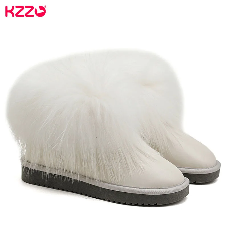 KZZO Fashion Style Natural Real Fox Fur Women Snow Boots Genuine Leather Wool Lined Ankle Winter Warm Shoes Waterproof White
KZZO Fashion Style Natural Real Fox Fur Women Snow Boots Genuine Leather Wool Lined Ankle Winter Warm Shoes Waterproof White