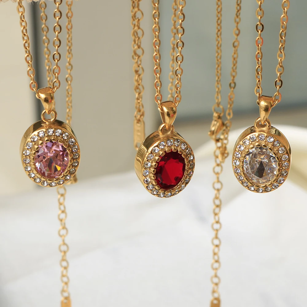 Stainless Steel Bling Pendant Necklace Shiny Cubic Zirconia Stylish Geometric Waterproof Charm Collar Jewelry for Women Party
Stainless Steel Bling Pendant Necklace Shiny Cubic Zirconia Stylish Geometric Waterproof Charm Collar Jewelry for Women Party