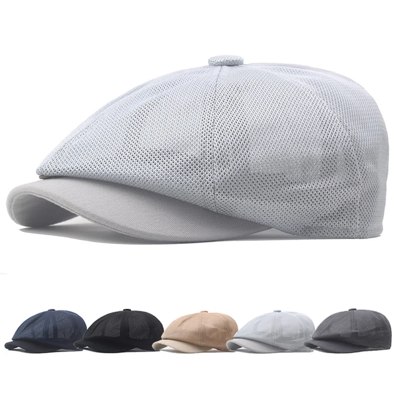 Summer Mesh Flat Cap Newsboy Caps Octagonal Hat Retro Beret Hats Solid Color Casual Breathable Outdoor Fashion Sport Trucker Cap
Summer Mesh Flat Cap Newsboy Caps Octagonal Hat Retro Beret Hats Solid Color Casual Breathable Outdoor Fashion Sport Trucker Cap