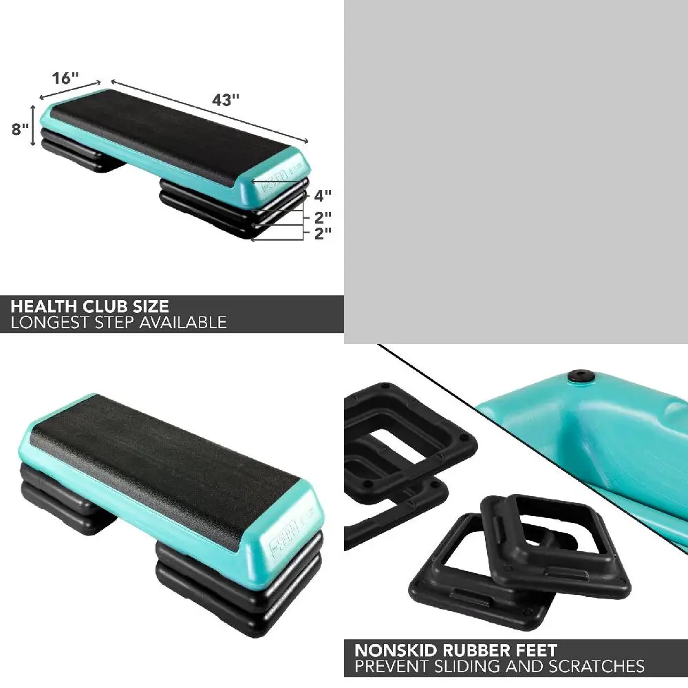 "Up to 350 lbs. Supporting Non-Slip Comfort-Cushioned Health Club Size Aerobic Platform for Optimal Fitness and Exercise"
"Up to 350 lbs. Supporting Non-Slip Comfort-Cushioned Health Club Size Aerobic Platform for Optimal Fitness and Exercise"