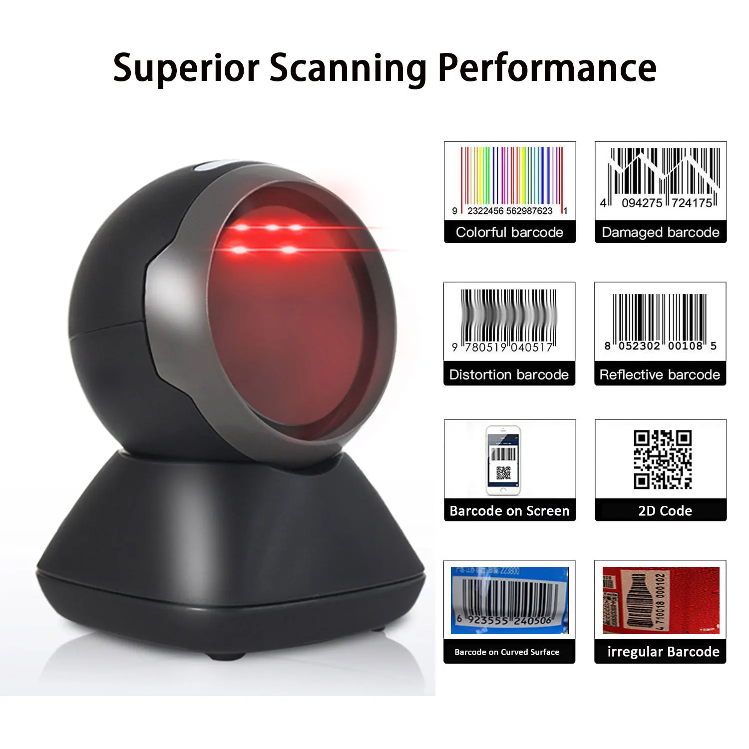 Holyhah 2D Desktop Barcode Scanner Omnidirectional Hands-Free Wired USB Barcode Reader 1D QR Screen Barcodes Scanning Scanner
Holyhah 2D Desktop Barcode Scanner Omnidirectional Hands-Free Wired USB Barcode Reader 1D QR Screen Barcodes Scanning Scanner