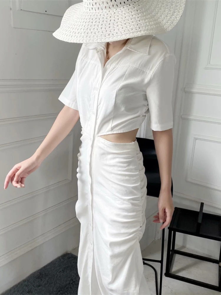 Birthday Dress for Women Turn-down Collar Single Breasted Solid Color New Sexy Dress Fashion Elegance Women Clothing Streetwear
Birthday Dress for Women Turn-down Collar Single Breasted Solid Color New Sexy Dress Fashion Elegance Women Clothing Streetwear