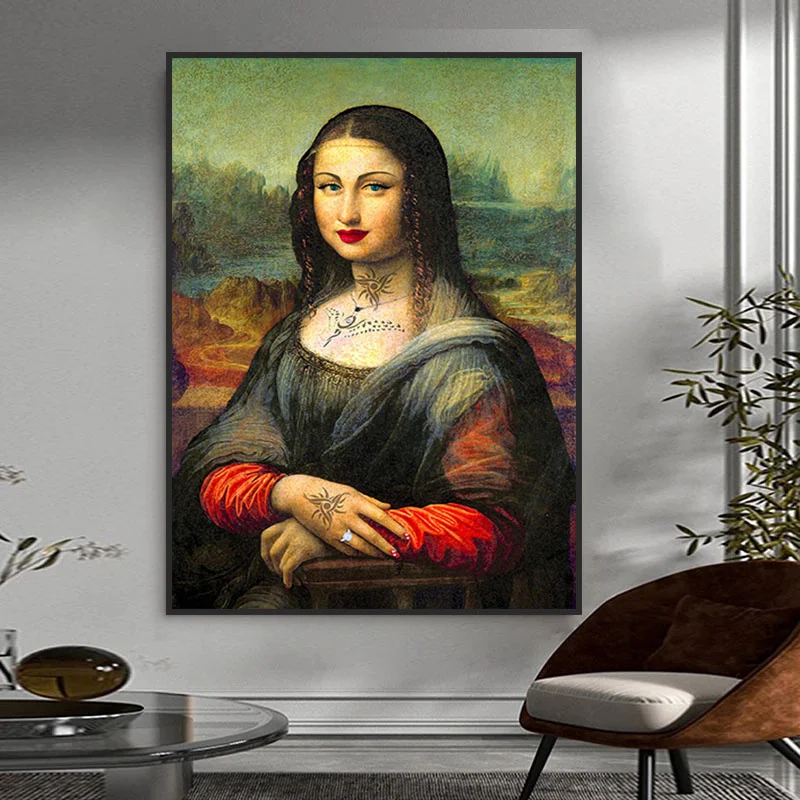 Funny Art Tattooed Mona Lisa Posters Prints Bad Girl Women Wall Canvas Paintings Art Da Vinci Famous Paintings for Home Decor
Funny Art Tattooed Mona Lisa Posters Prints Bad Girl Women Wall Canvas Paintings Art Da Vinci Famous Paintings for Home Decor