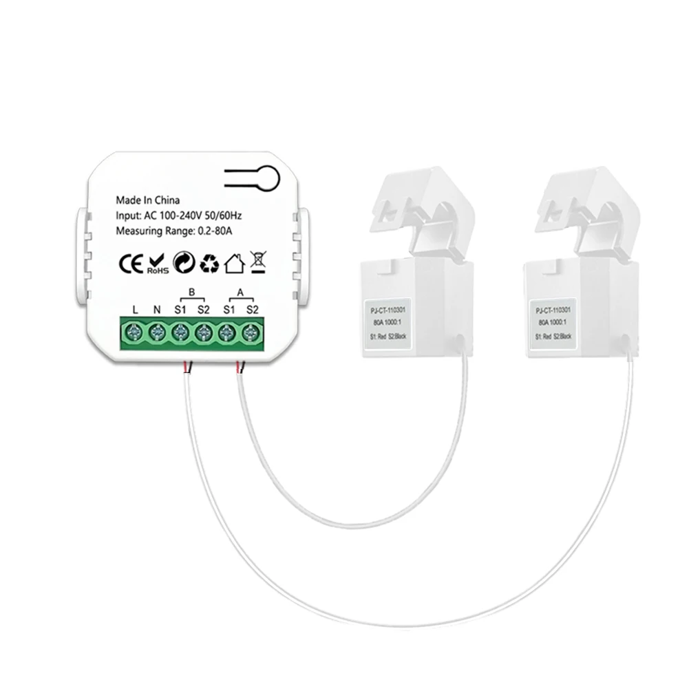 For Tuya Smart 1 Way 2 Way WiFi Energy Meter Bidirection With Clamp 80A 100-240V AC 50/60Hz 2.4GHZ Electricity Meter
For Tuya Smart 1 Way 2 Way WiFi Energy Meter Bidirection With Clamp 80A 100-240V AC 50/60Hz 2.4GHZ Electricity Meter