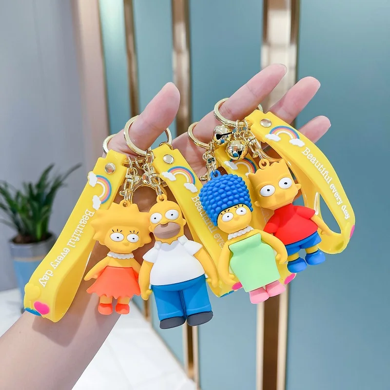 

Disney Simpsons Keychain Toy Model Cartoon Action Figure Key Chains Baby Pendant Couples Fashion Car Accessories Gifts Keyring