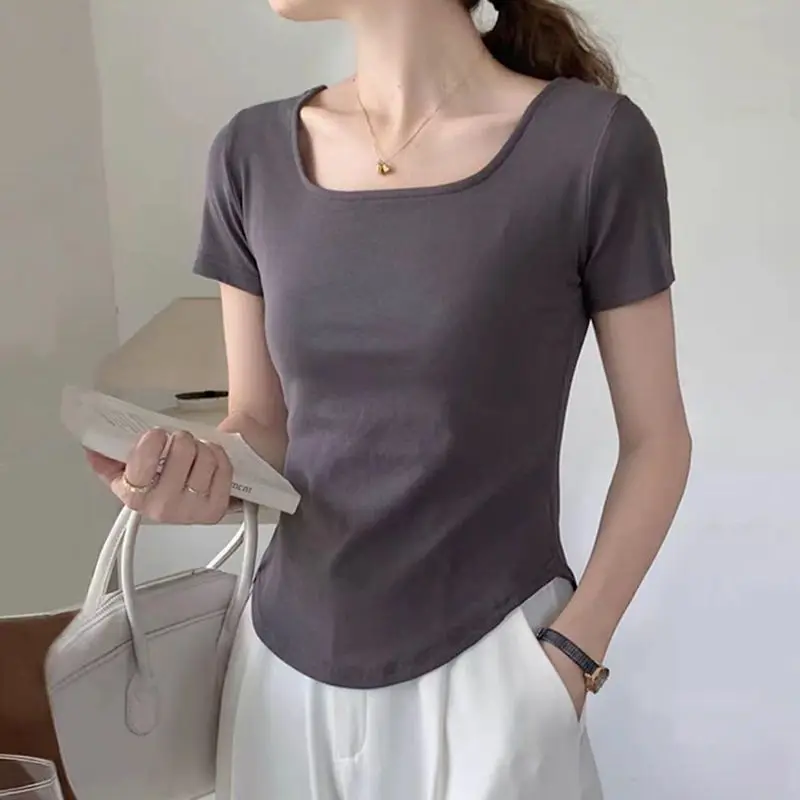 T-shirts Women Short Sleeve Summer Comfortable Stylish Pure Color Female High Street Slim Casual Korean Version All-match Ropa
T-shirts Women Short Sleeve Summer Comfortable Stylish Pure Color Female High Street Slim Casual Korean Version All-match Ropa