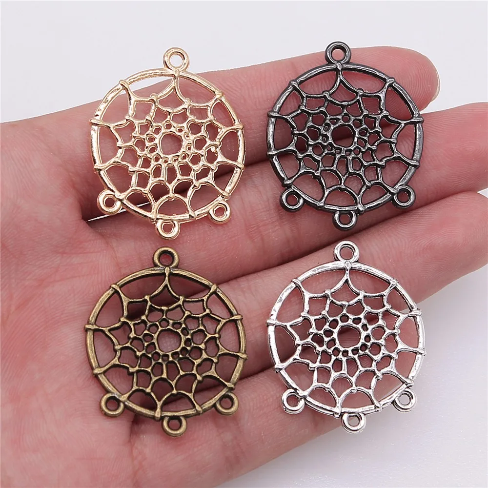 

10pcs Charms Native Dream Catcher Chandelier Connector 34x28mm Tibetan Bronze Silver Color Pendants Antique Making DIY Pendant