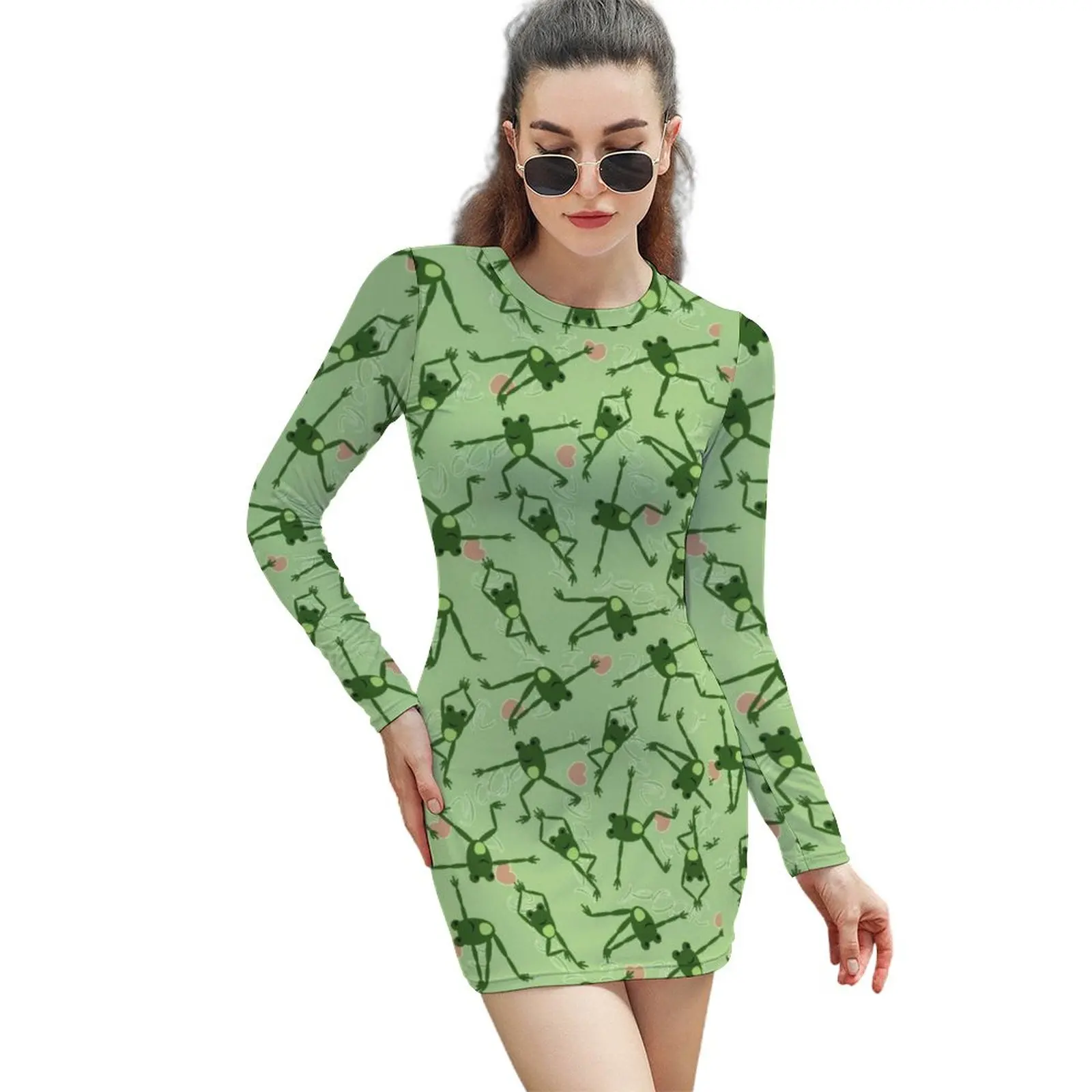 Funny Frog Doing Dress Long Sleeve Cute Green Forgs Street Fashion Dresses Autumn Bodycon Dress Women Print Oversized Vestido
Funny Frog Doing Dress Long Sleeve Cute Green Forgs Street Fashion Dresses Autumn Bodycon Dress Women Print Oversized Vestido