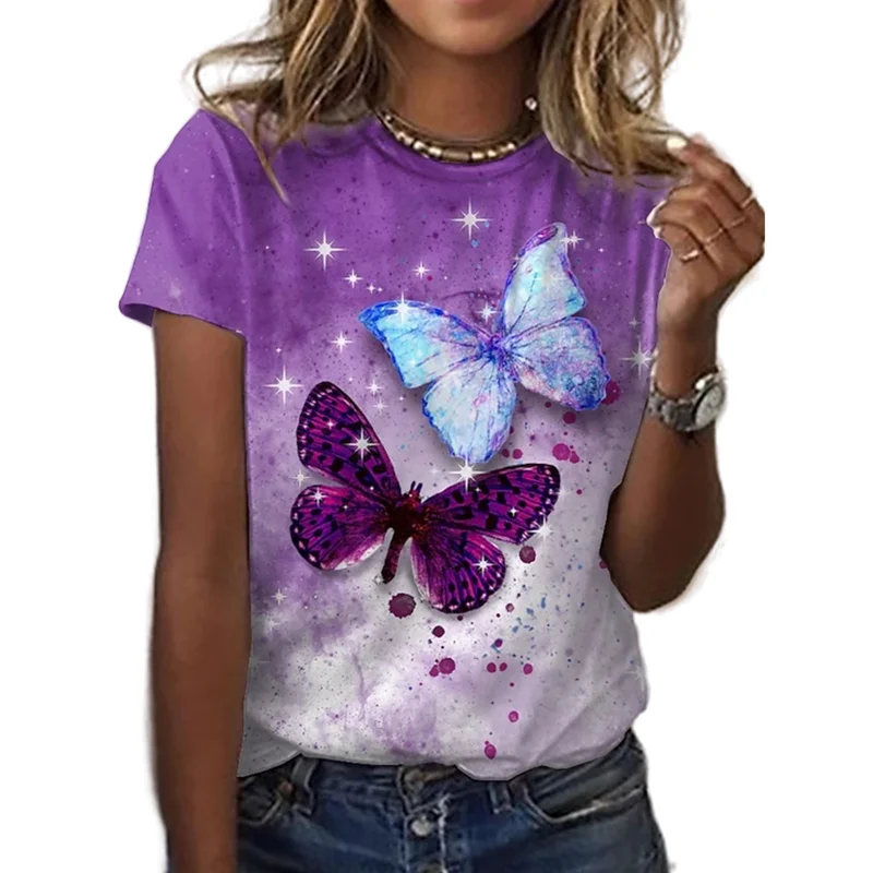 Summer Women's Short Sleeve 3D Printing Butterfly Round Neck T-Shirt Casual Loose Quick Drying Women's T-Shirt Oversized Clothes
Summer Women's Short Sleeve 3D Printing Butterfly Round Neck T-Shirt Casual Loose Quick Drying Women's T-Shirt Oversized Clothes