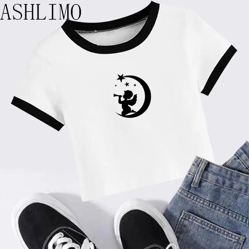 Retro Angeol Y2k Summer Women Emo Sexy Crop Top Harajuku Black Short Sleeve O-neck T Shirts Aesthetic Clothes Streetwear Tanks
Retro Angeol Y2k Summer Women Emo Sexy Crop Top Harajuku Black Short Sleeve O-neck T Shirts Aesthetic Clothes Streetwear Tanks