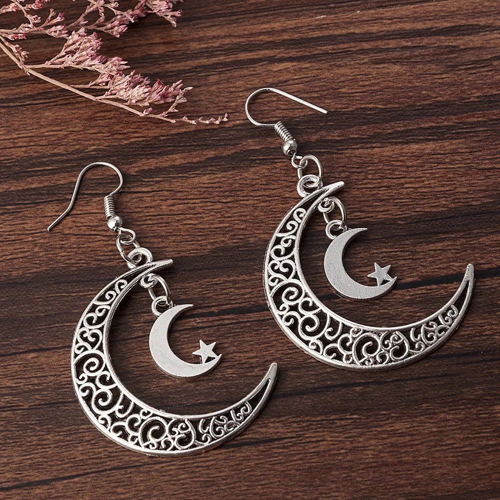 Bohemia Hollow Star Moon Dangle Earrings For Women Vintage Silver Color Feather Leaves Geometric Ethnic Earrings Fashion Jewelry
Bohemia Hollow Star Moon Dangle Earrings For Women Vintage Silver Color Feather Leaves Geometric Ethnic Earrings Fashion Jewelry