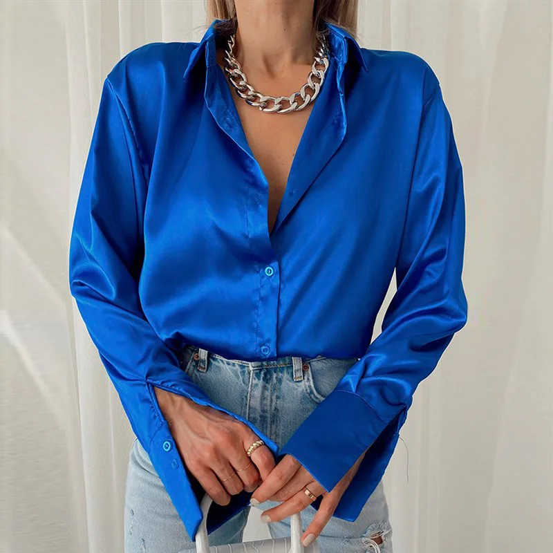 Long sleeved Shirt Women Spring Satin Single-breasted V-neck Blouses Solid Color Casual Top Shirt Women y2k
Long sleeved Shirt Women Spring Satin Single-breasted V-neck Blouses Solid Color Casual Top Shirt Women y2k
