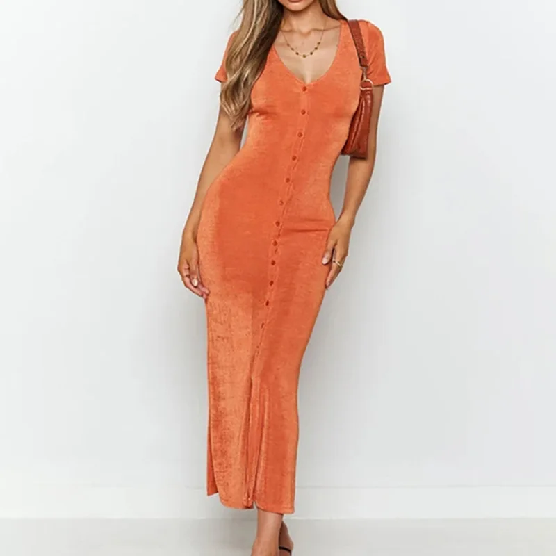 Sexy High Split V-neck Dress for Women Blue Short Sleeve Single Breasted Beach Dress Women Summer New Partywear Vestidos 2021
Sexy High Split V-neck Dress for Women Blue Short Sleeve Single Breasted Beach Dress Women Summer New Partywear Vestidos 2021