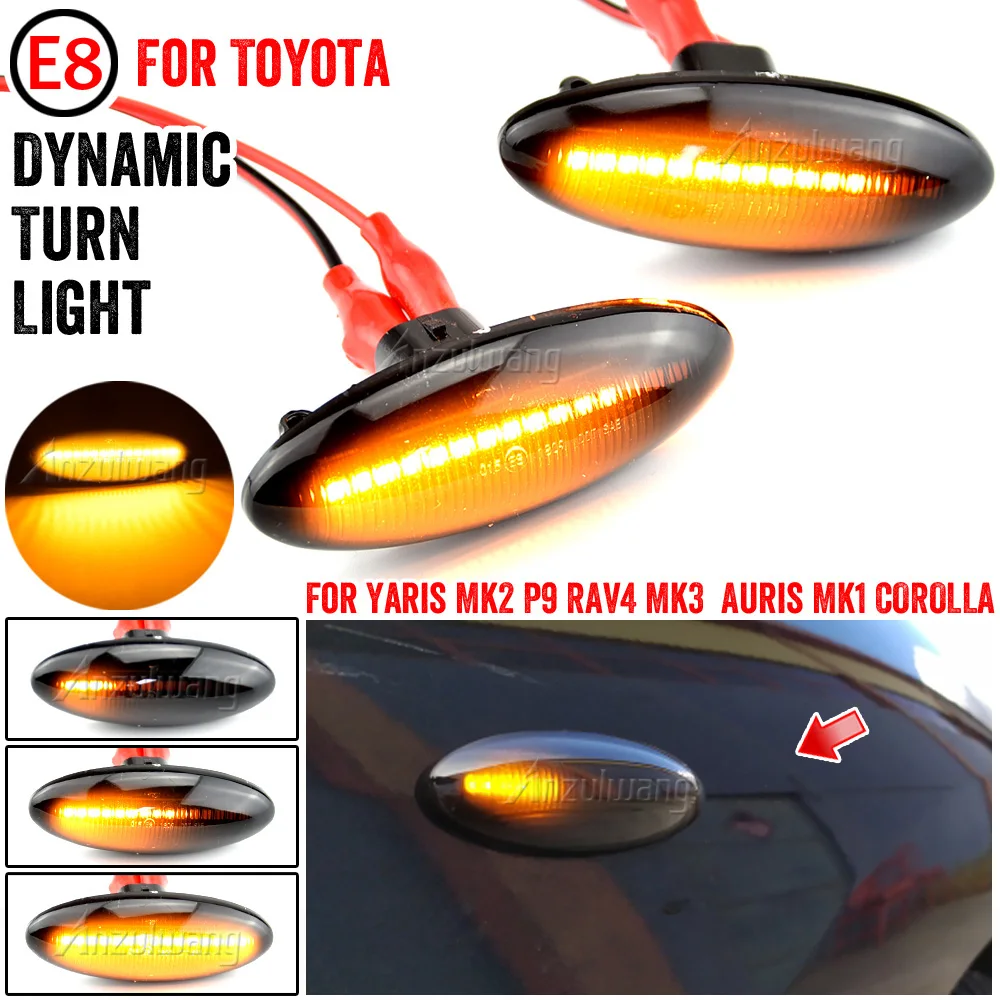 

2Pieces Dynamic LED Side Marker Lights Flowing Turn Signal Light Blinker For Toyota Yaris COROLLA Auris Mk1 E15 RAV4 Mk32Pieces