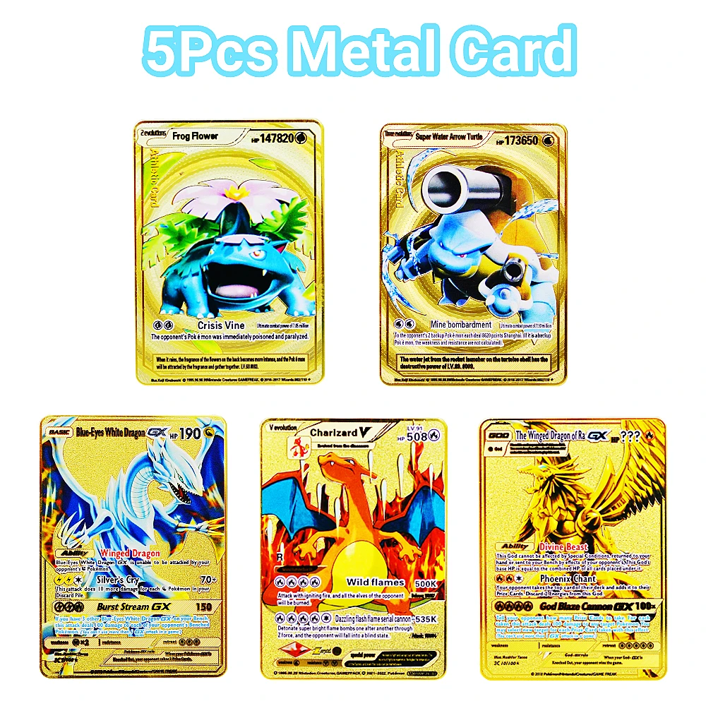 5Pcs Metal Pokemon Letters Pokimon Metal Cards Pikachu Charizard Vmax Mewtwo Anime Gold Card Game Real Iron Letter Children Toys
5Pcs Metal Pokemon Letters Pokimon Metal Cards Pikachu Charizard Vmax Mewtwo Anime Gold Card Game Real Iron Letter Children Toys