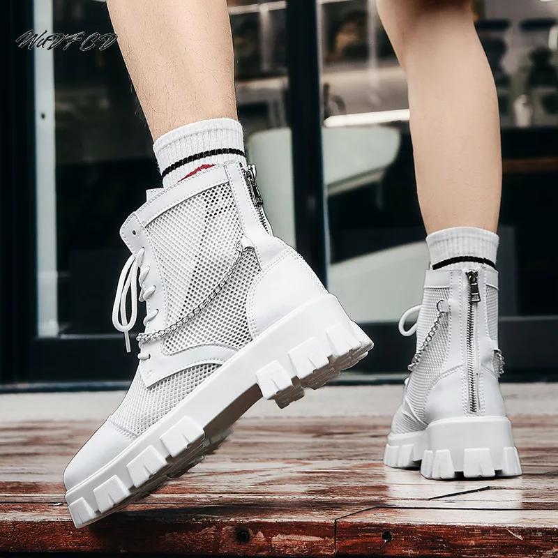 Men Summer Boots Fashion Casual Easy Matching Solid Leather Mesh Hollow Breathable Increased Internal Flat Platform Ankle Boots
Men Summer Boots Fashion Casual Easy Matching Solid Leather Mesh Hollow Breathable Increased Internal Flat Platform Ankle Boots
