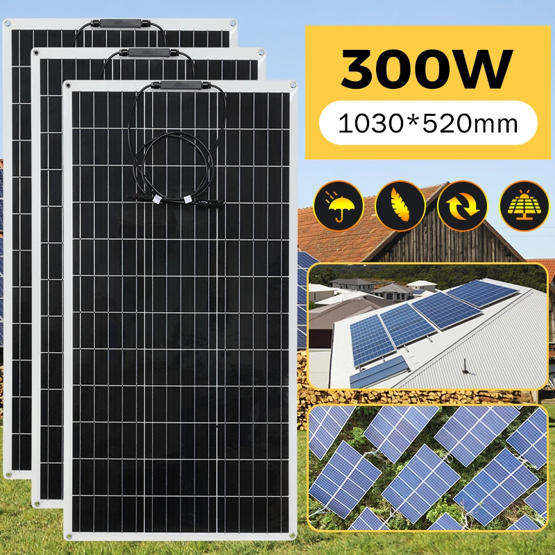 Solar Panel 300W 600W PET Flexible Panels Photovoltaic Power Generation Panel Cell for 12V Battery Charger System Kit Outdoor
Solar Panel 300W 600W PET Flexible Panels Photovoltaic Power Generation Panel Cell for 12V Battery Charger System Kit Outdoor