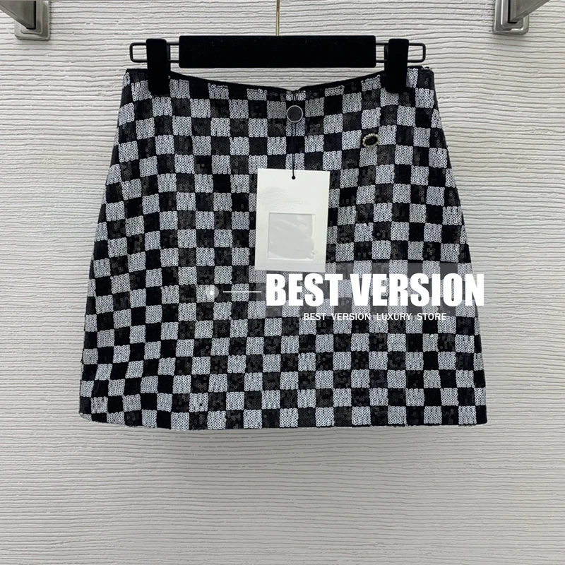 best version Women Clothing 22 luxury designer Brand Sequins plaided Pattern Personalized Design Skirt Women Mini sexy Skirts
best version Women Clothing 22 luxury designer Brand Sequins plaided Pattern Personalized Design Skirt Women Mini sexy Skirts