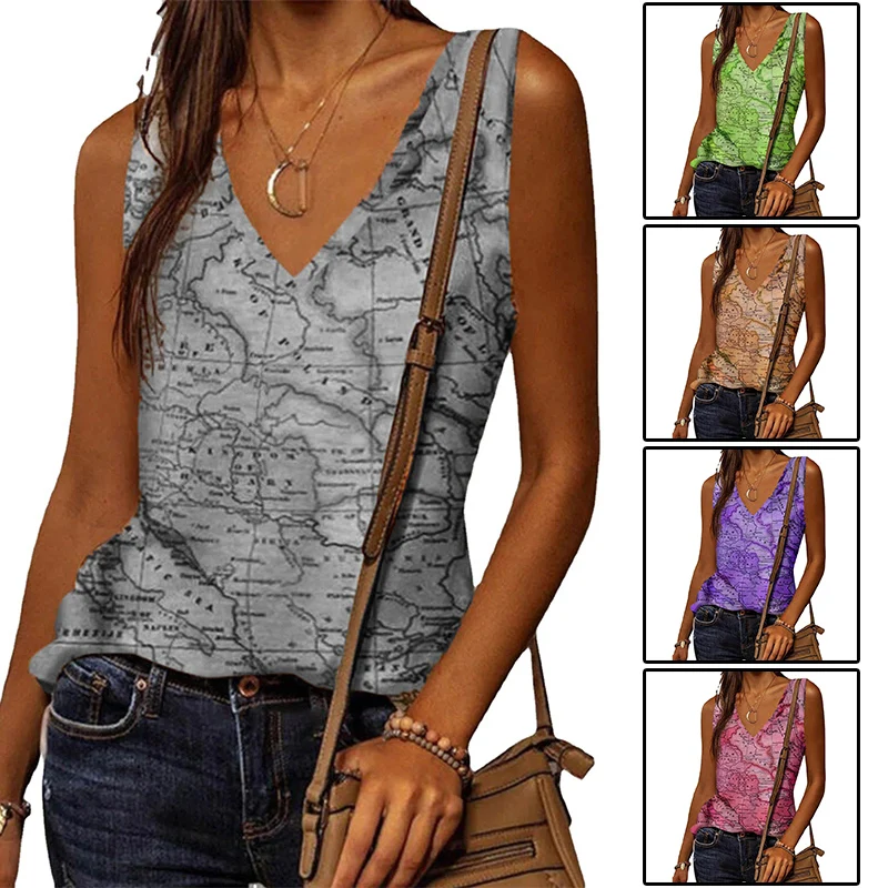 Summer Map Graphic Print Sleeveless T-Shirt V-Neck Loose Vintage Women's Tank Top Streetwear Casual Fashion Vest Plus Size 5XL 
Summer Map Graphic Print Sleeveless T-Shirt V-Neck Loose Vintage Women's Tank Top Streetwear Casual Fashion Vest Plus Size 5XL