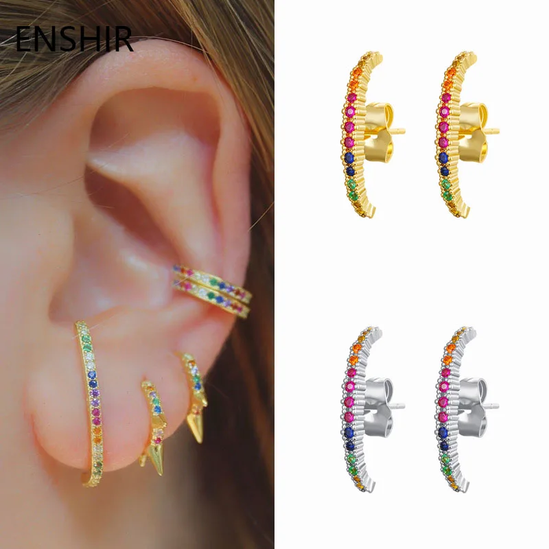 ENSHIR Silver Plated Gold Color Colored Zircon Stud Earrings for Women Ins Style Earrings Jewelry Wholesale
ENSHIR Silver Plated Gold Color Colored Zircon Stud Earrings for Women Ins Style Earrings Jewelry Wholesale