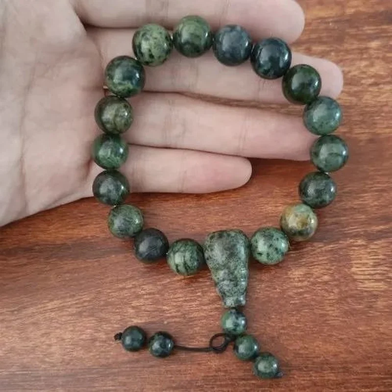

Natural Tibetan Jade Medicine King Stone Bracelet Men's and Women's Tibetan Treasure Meteorite Ethnic Bracelet Jewelry