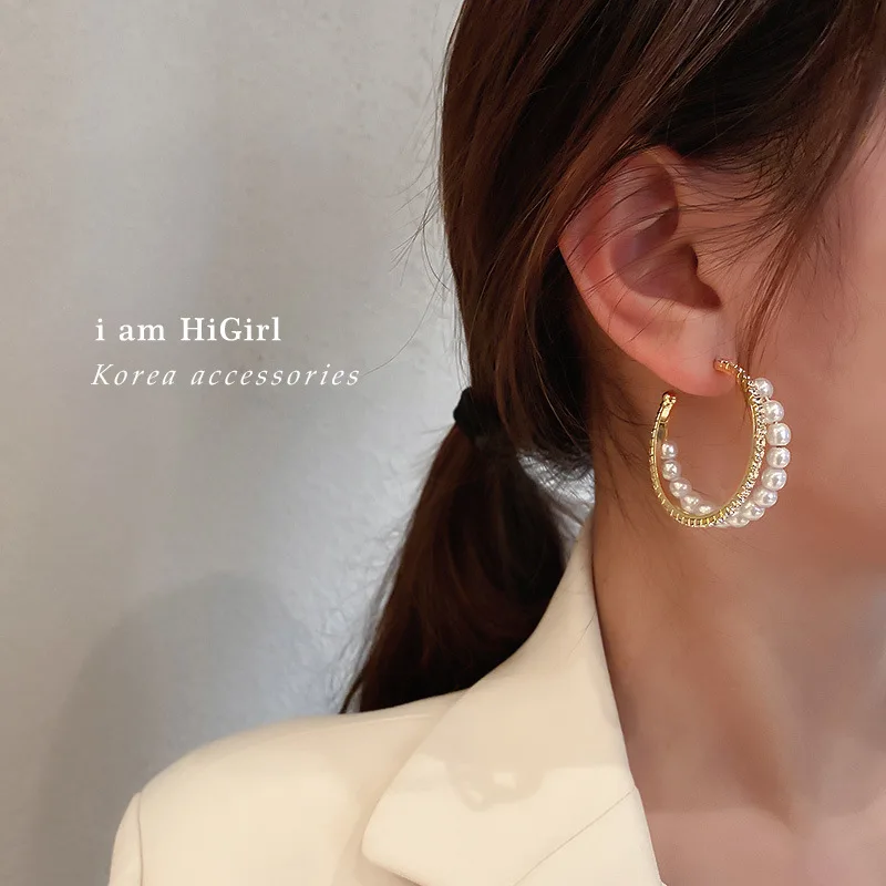 925 Silver Needle Korean Fashion Diamond Pearl Double Ring C-shaped Earrings Simple Design Cute Personalized
925 Silver Needle Korean Fashion Diamond Pearl Double Ring C-shaped Earrings Simple Design Cute Personalized