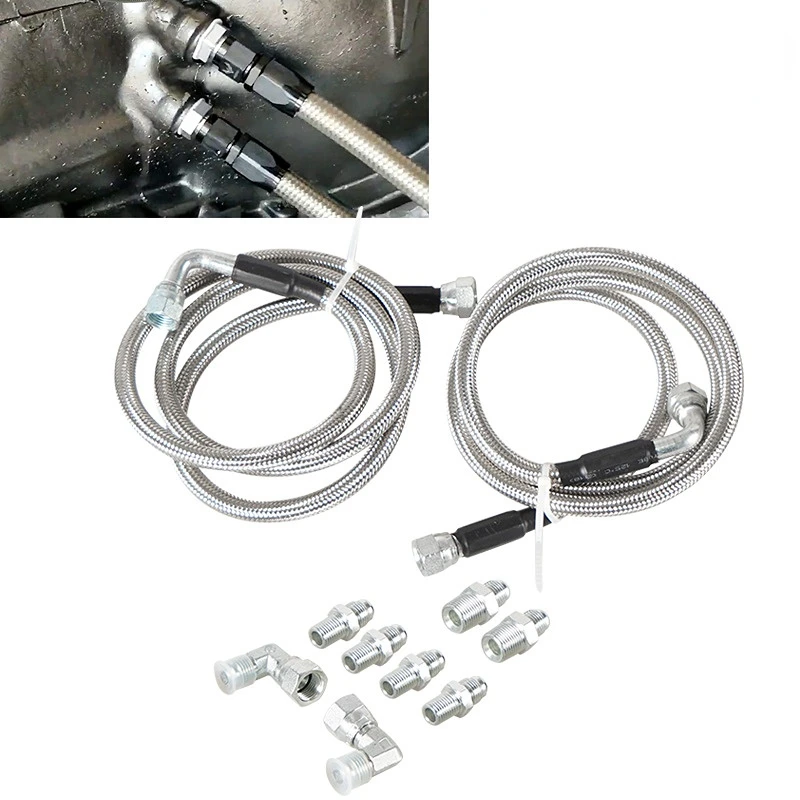Flexible SS Braided Transmission Cooler Hose Line Compatible with GM Chevy 96-21 Compatible Turbo Compatible with Ford C4-C6-AOD
Flexible SS Braided Transmission Cooler Hose Line Compatible with GM Chevy 96-21 Compatible Turbo Compatible with Ford C4-C6-AOD