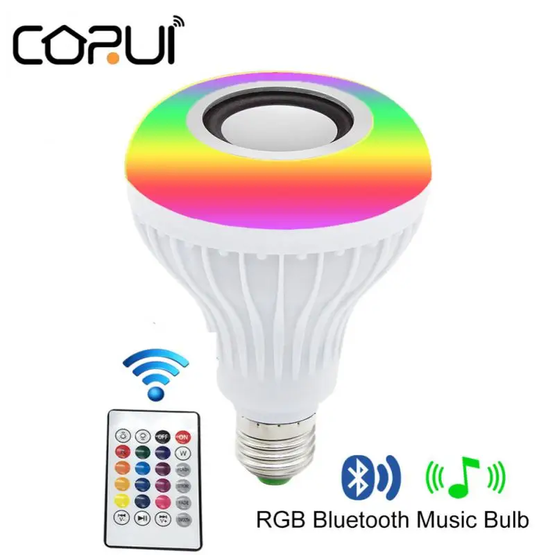 CORUI Smart E27 LED Lamp RGB Wireless Speaker Bulb Bluetooth 12W Light Dimmable Music Player Audio 24 Keys Remote Controller
CORUI Smart E27 LED Lamp RGB Wireless Speaker Bulb Bluetooth 12W Light Dimmable Music Player Audio 24 Keys Remote Controller